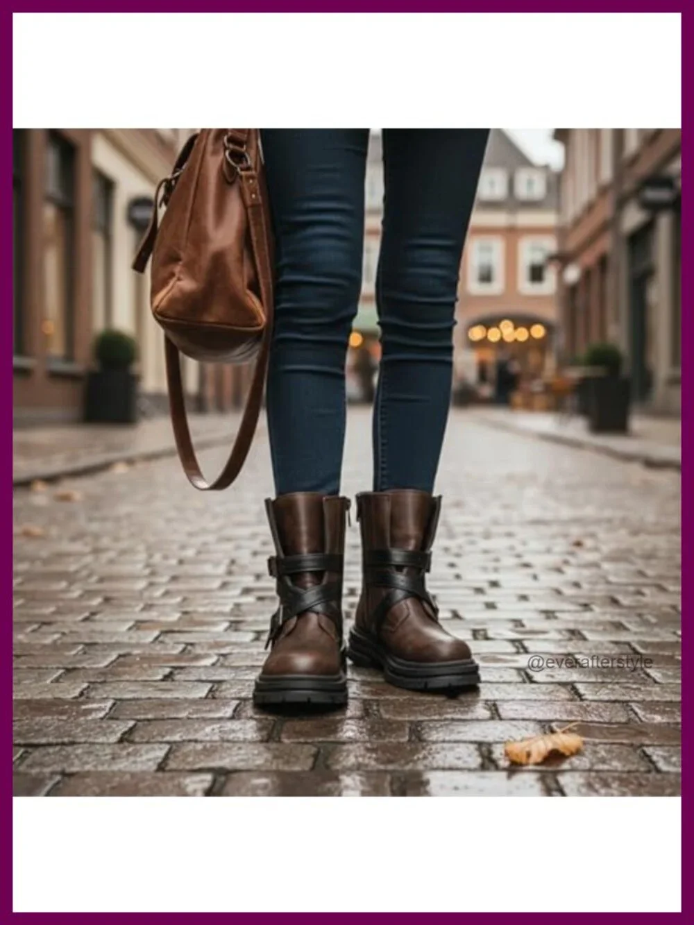 Women's Buckle Chunky Platform Ankle Boots Retro Round Toe Lug Sole Non-Slip